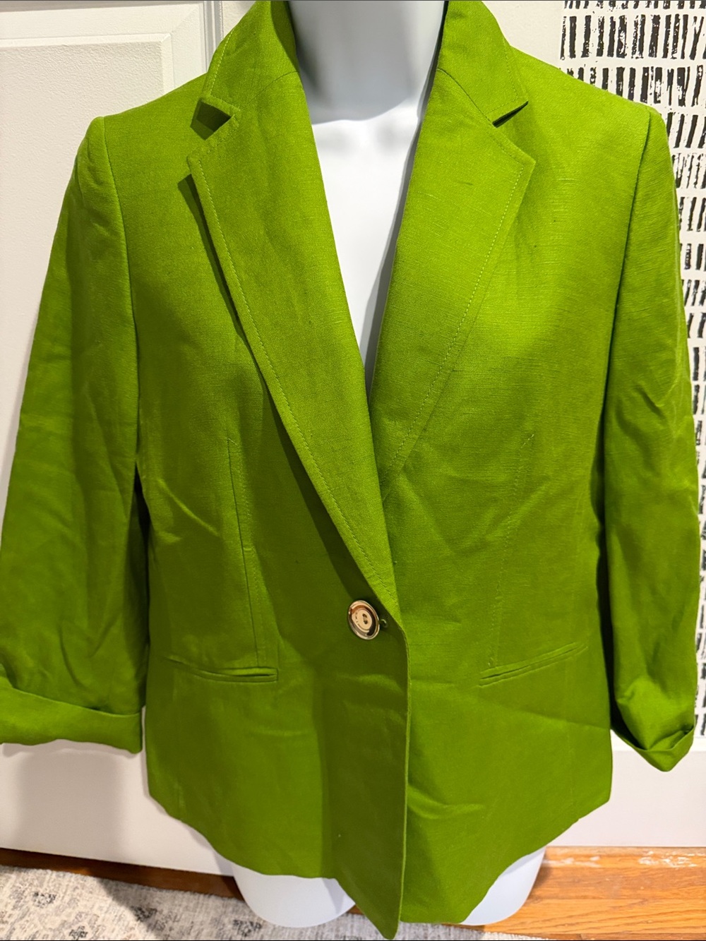 Single-Button Lime Green Women's Blazer